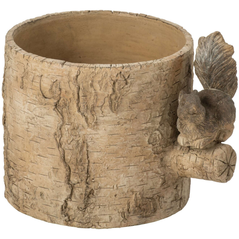 Cache-pot écureuil ciment effet bois...