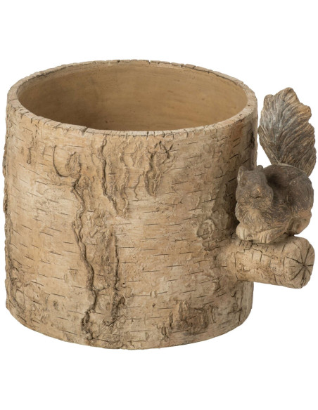 Cache-pot écureuil ciment effet bois 28,5 cm Saignelégier
