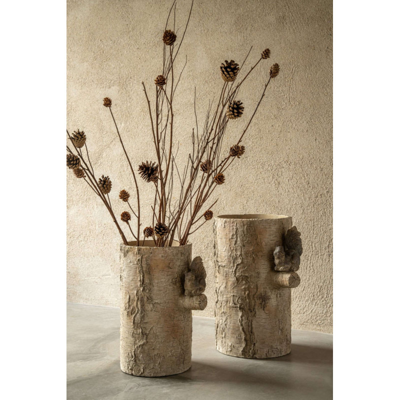 Vase écureuil ciment effet bois 34 cm...
