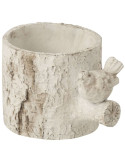 Cache-pot oiseau ciment effet bois 18,5 cm Müstair