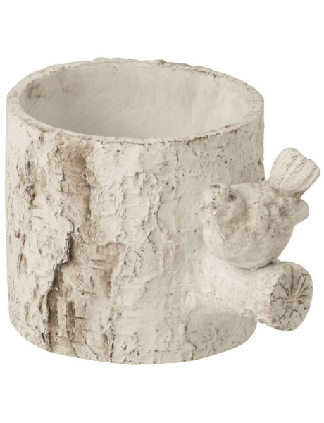Cache-pot oiseau ciment effet bois 18,5 cm Müstair