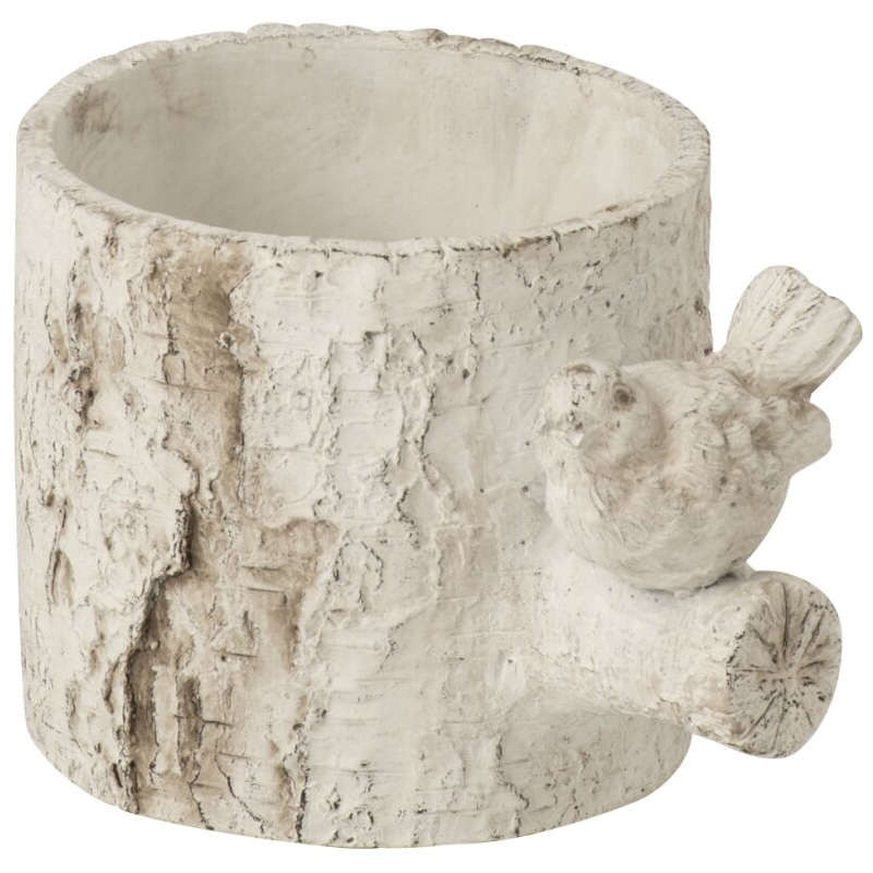 Cache-pot oiseau ciment effet bois...