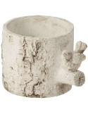 Cache-pot oiseau ciment effet bois 23,5 cm Müstair