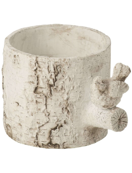 Cache-pot oiseau ciment effet bois 23,5 cm Müstair