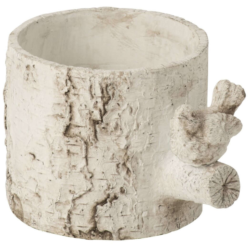Cache-pot oiseau ciment effet bois...