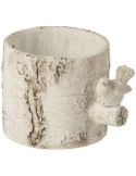 Grand cache-pot oiseau ciment effet bois 28,5 cm Müstair