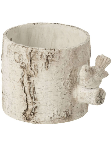 Grand cache-pot oiseau ciment effet bois 28,5 cm Müstair