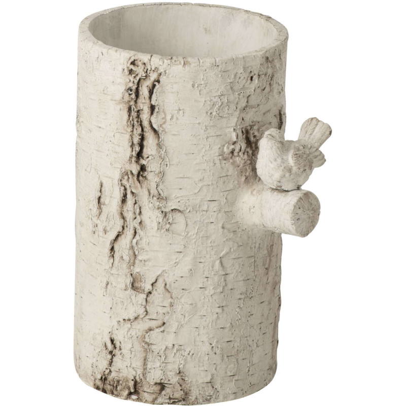 Vase oiseau ciment effet bois 34 cm...