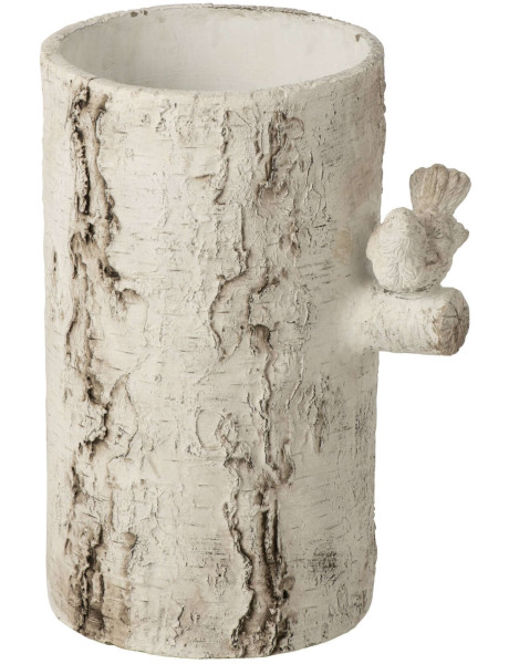 Grand vase oiseau ciment effet bois 40 cm Müstair
