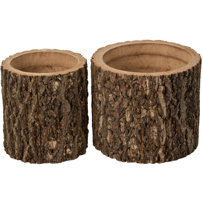 Lot de 2 cache-pots tronc d’arbre en...
