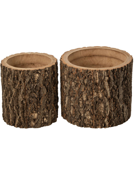 Lot de 2 cache-pots tronc d’arbre en paulownia Soglio