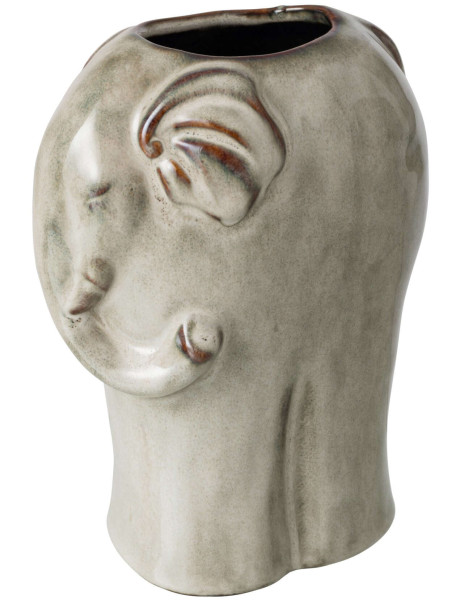 Cache-pot éléphant en porcelaine gris vert 17,5 cm Dambulla