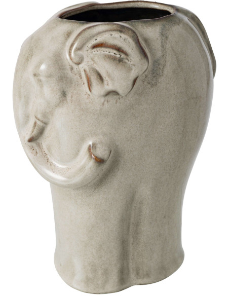 Cache-pot éléphant en porcelaine gris vert 20,5 cm Dambulla