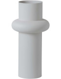 Grand vase design blanc en métal 23,5x23,5x47 cm Naarden