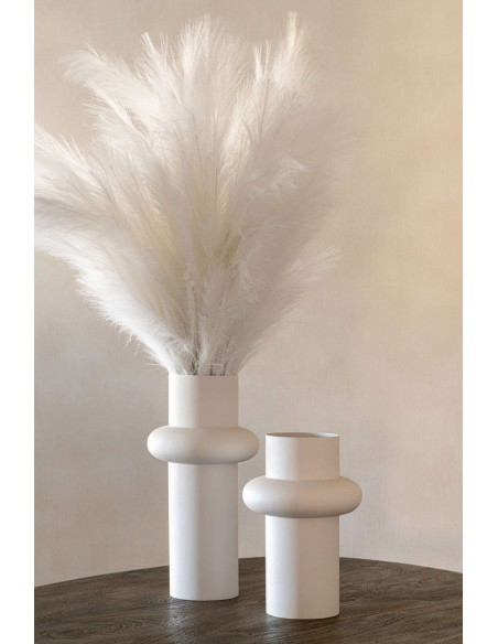 Grand vase design blanc en métal 23,5x23,5x47 cm Naarden