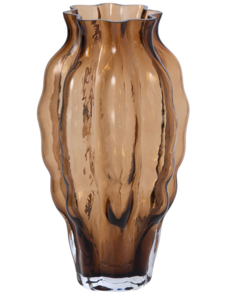 Vase en verre ambré strié 13x13x24 cm Biot