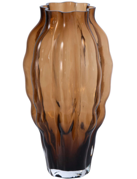 Grand vase en verre ambré strié 15,5x15,5x30 cm Biot