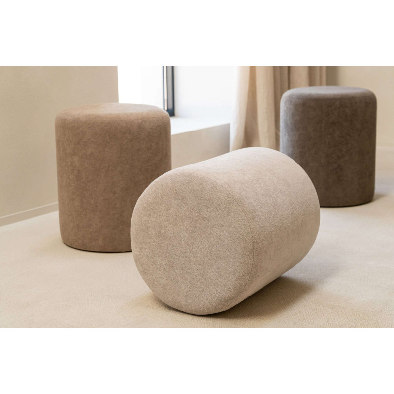 Pouf rond beige grège 36x36x41 cm Sirolo