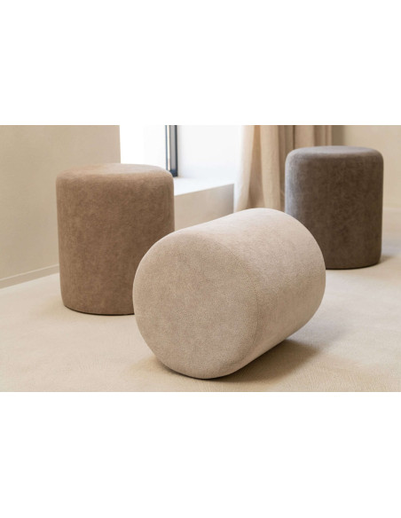 Pouf rond beige grège 36x36x41 cm Sirolo