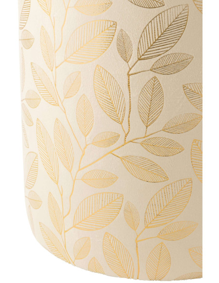 Pouf rond écru à motif feuillage doré 36x36x41 cm Nardo