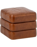 Pouf carré en cuir véritable camel 46x46x40 cm Ubrique
