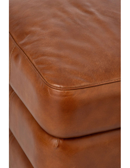 Pouf carré en cuir véritable camel 46x46x40 cm Ubrique