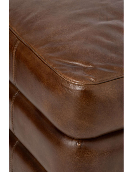 Pouf carré en cuir véritable marron 46x46x40 cm Ubrique
