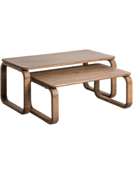 Lot de 2 tables basses gigognes en bois de manguier Sirohi