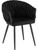 Chaise de salle à manger en velours noir 58x57x80 cm Vigevano