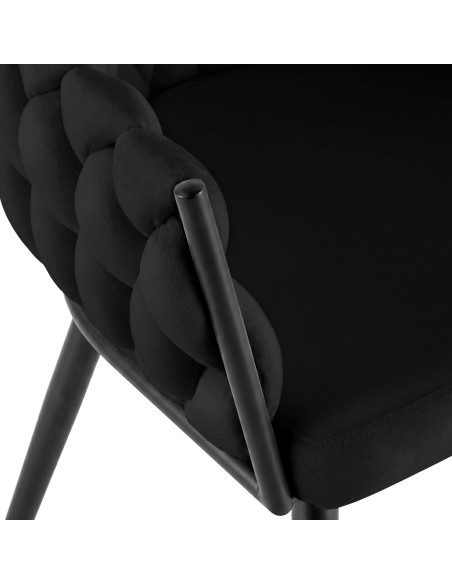 Chaise de salle à manger en velours noir 58x57x80 cm Vigevano