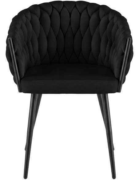 Chaise de salle à manger en velours noir 58x57x80 cm Vigevano