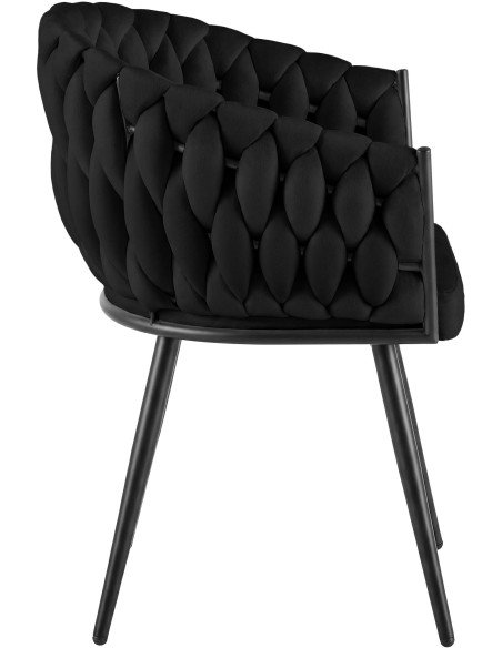 Chaise de salle à manger en velours noir 58x57x80 cm Vigevano