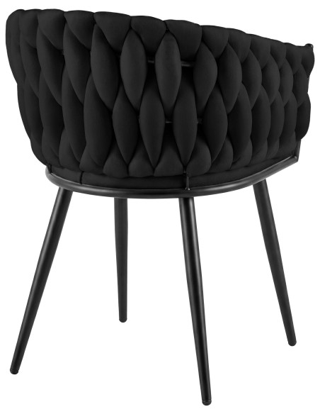 Chaise de salle à manger en velours noir 58x57x80 cm Vigevano