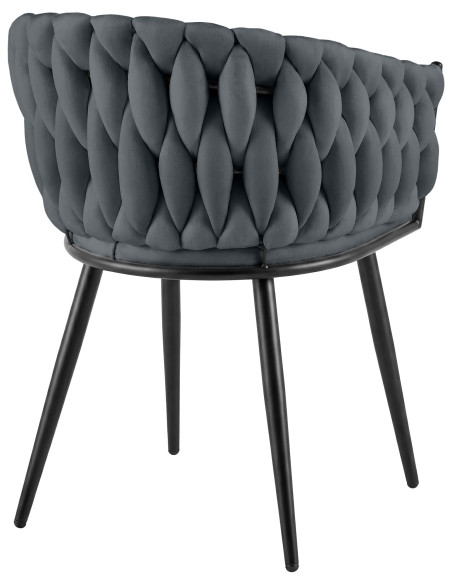 Chaise de salle à manger en velours gris anthracite 58x57x80 cm Vigevano