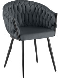 Chaise de salle à manger en velours gris anthracite 58x57x80 cm Vigevano