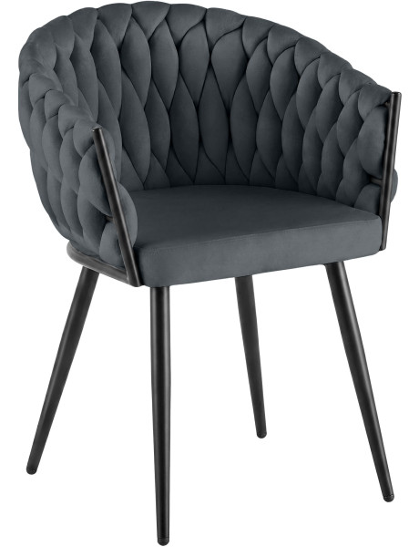 Chaise de salle à manger en velours gris anthracite...