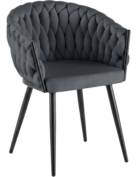 Chaise de salle à manger en velours gris anthracite 58x57x80 cm Vigevano