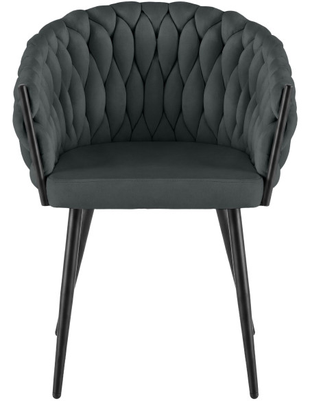 Chaise de salle à manger en velours gris anthracite 58x57x80 cm Vigevano