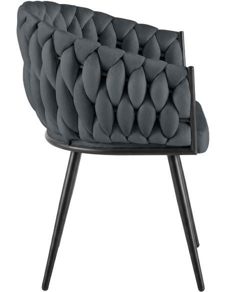 Chaise de salle à manger en velours gris anthracite 58x57x80 cm Vigevano