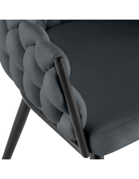 Chaise de salle à manger en velours gris anthracite 58x57x80 cm Vigevano