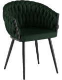 Chaise de salle à manger en velours vert foncé 58x57x80 cm Vigevano