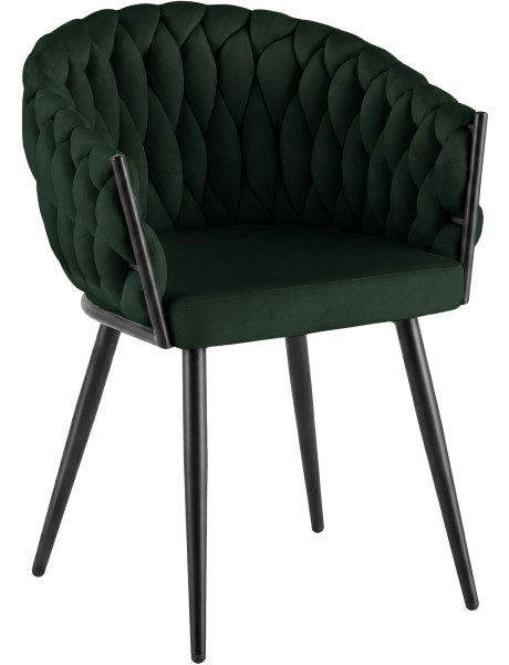 Chaise de salle à manger en velours vert foncé 58x57x80...