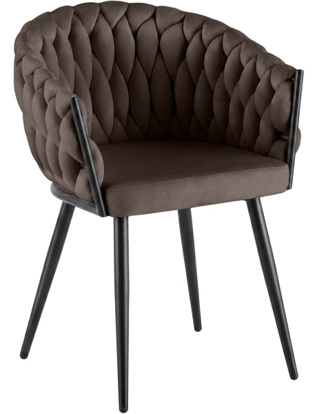 Chaise de salle à manger en velours marron 58x57x80 cm...