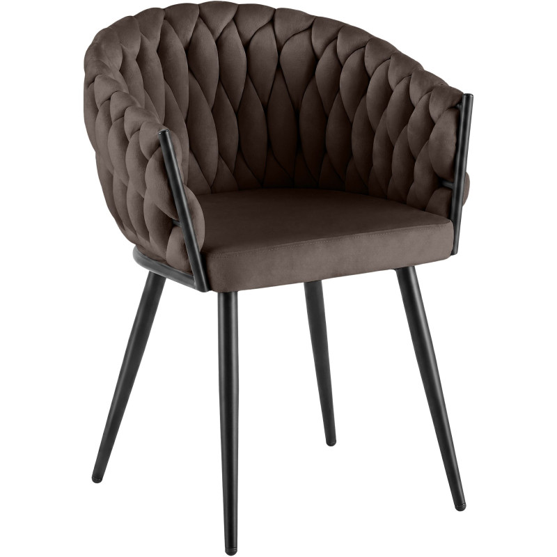 Chaise de salle à manger en velours...