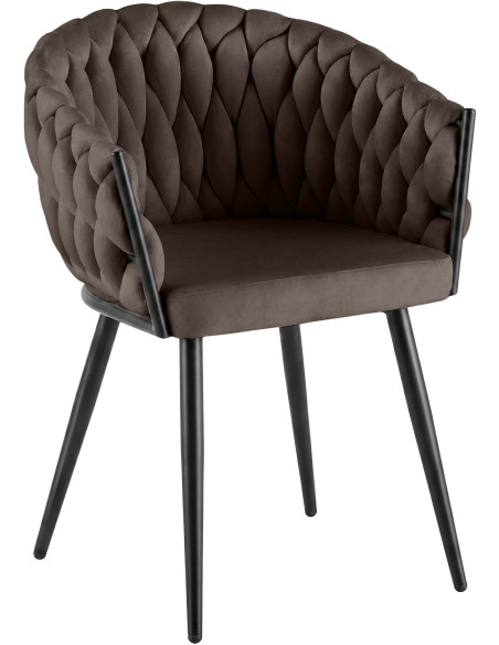 Chaise de salle à manger en velours marron 58x57x80 cm Vigevano