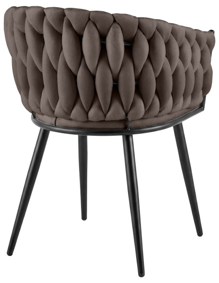 Chaise de salle à manger en velours marron 58x57x80 cm Vigevano