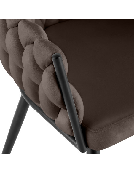 Chaise de salle à manger en velours marron 58x57x80 cm Vigevano