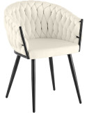 Chaise de salle à manger en velours crème 58x57x80 cm Vigevano