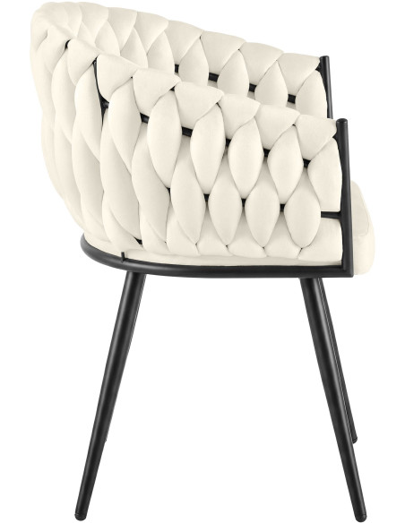 Chaise de salle à manger en velours crème 58x57x80 cm Vigevano