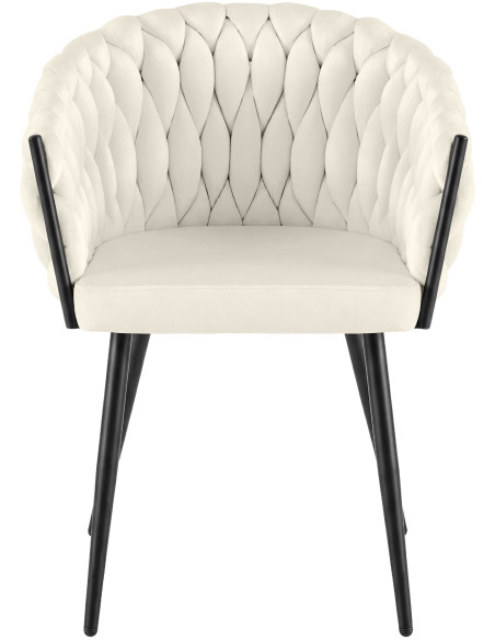 Chaise de salle à manger en velours crème 58x57x80 cm Vigevano